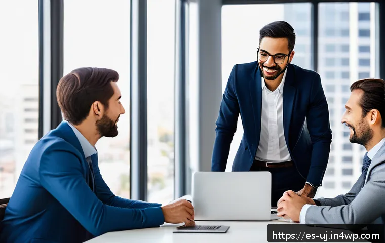경력 회복탄력성 향상을 위한 지원 시스템 - A diverse group of professional colleagues in a modern office setting, engaging in an authentic and ...